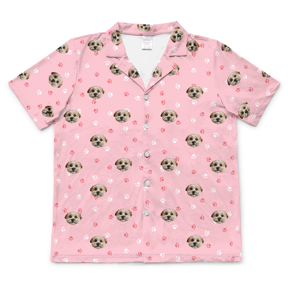 LightPinkPawsShortSleevePajamaShirt